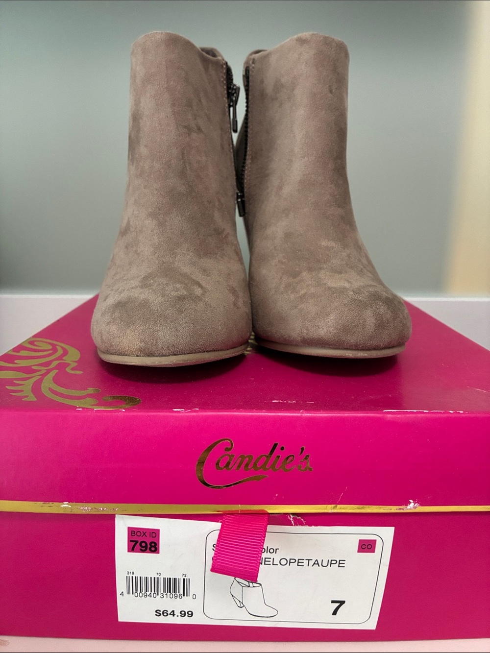 Candie's Taupe Suede Ankle Booties